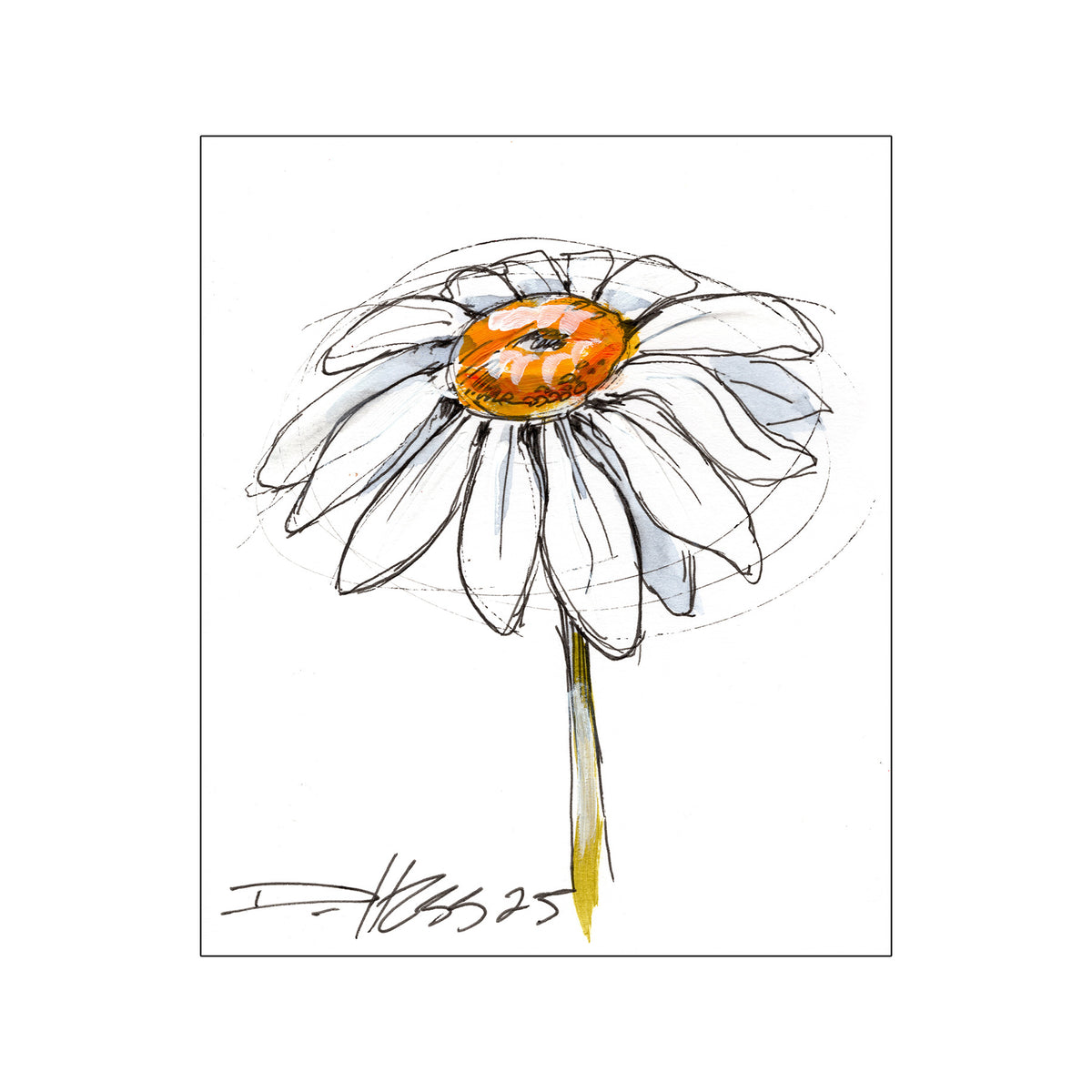 Derek Hess | Original Art | Flower of the Month | April Daisy #14