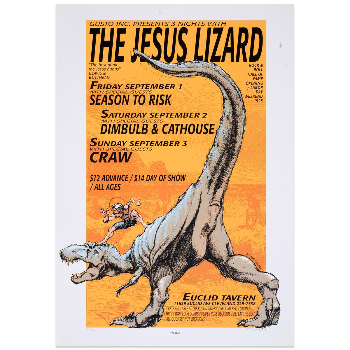 The Jesus Lizard 3 Nights at the Euclid Tavern Poster by Derek Hess