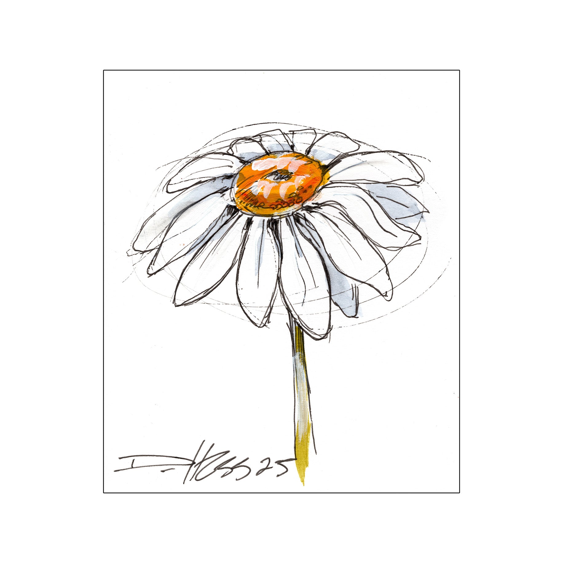 Derek Hess | Original Art | Flower of the Month | April Daisy #14