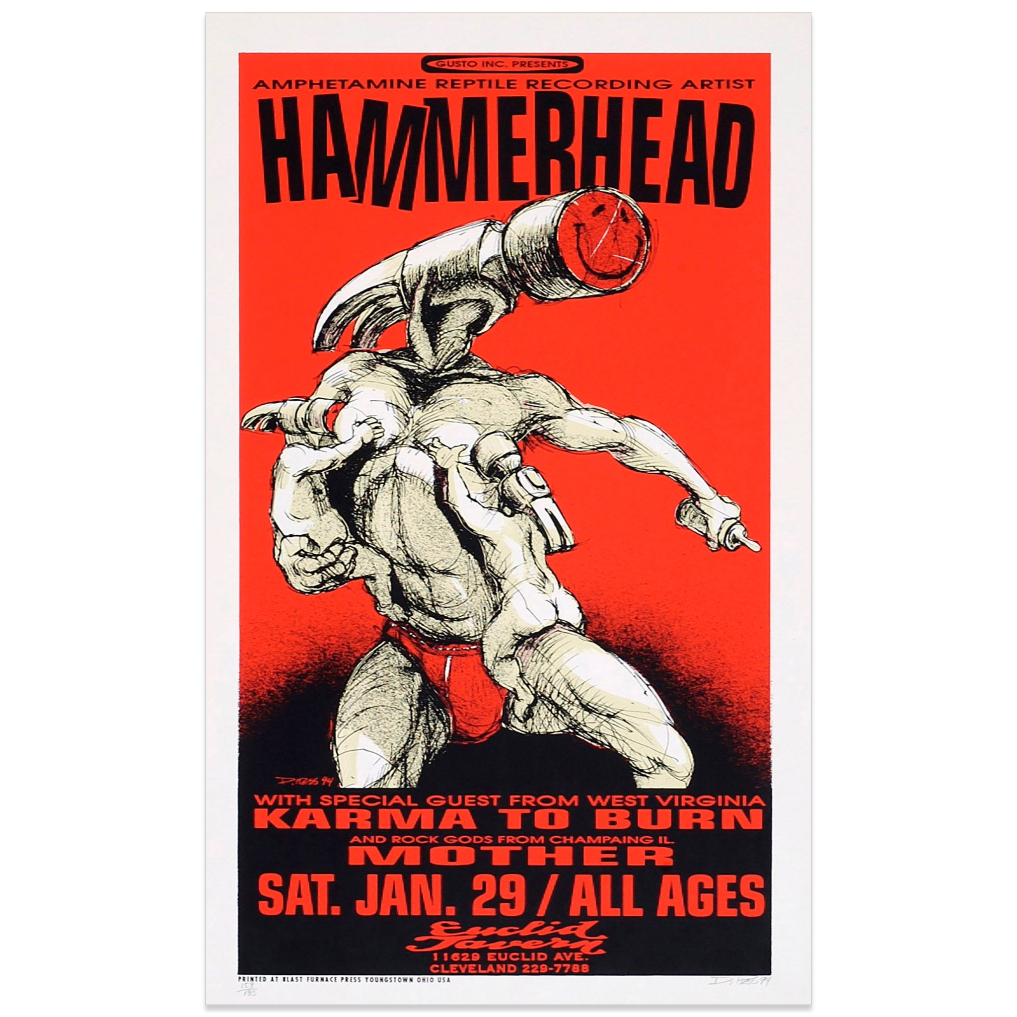 Hammerhead w/ Karma To Burn poster by Derek Hess