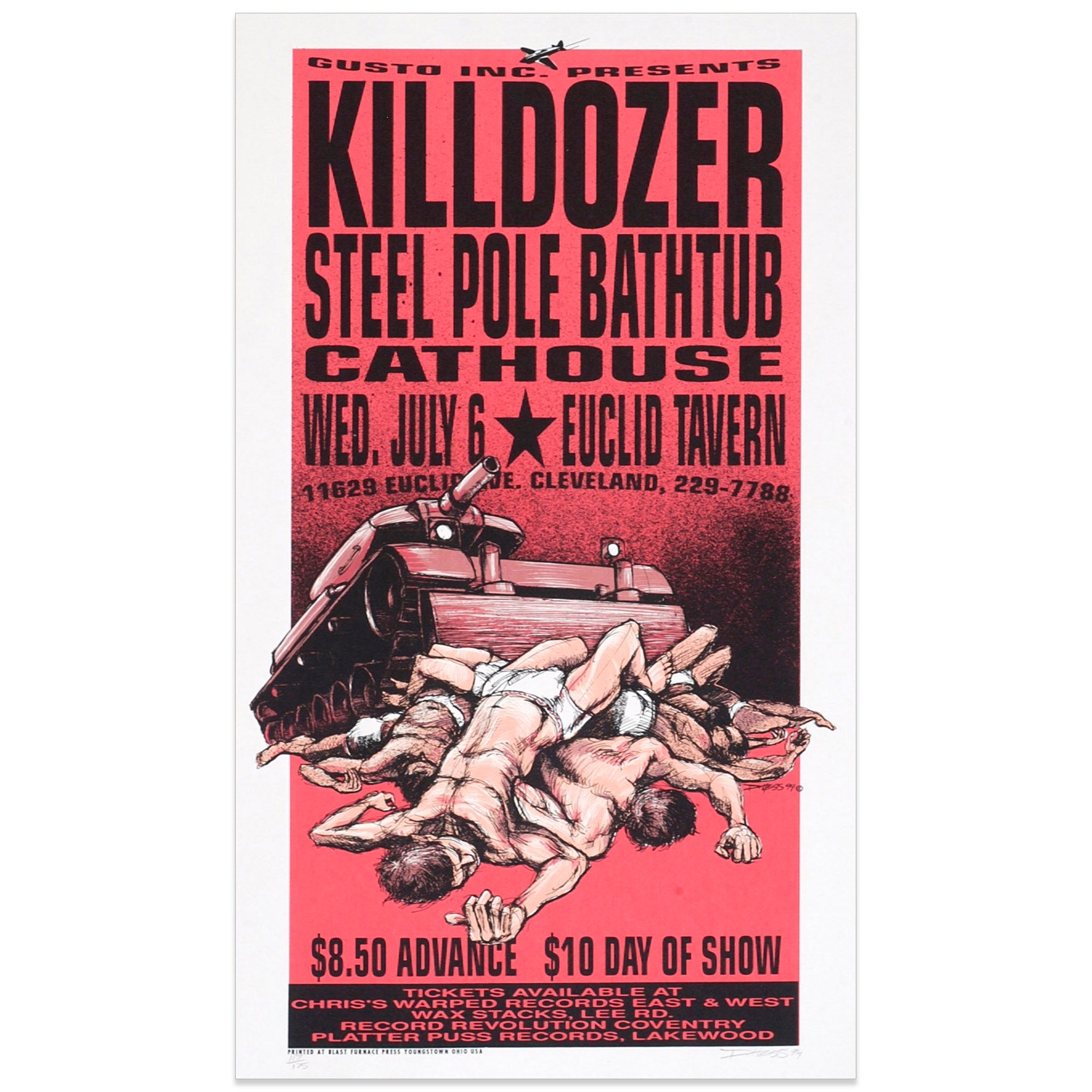 版画 Hol Kuhn Killdozer Daddy Longhead Poster Killdozer w/ Steel Pole Bathtub / Cathouse poster by Derek Hess
