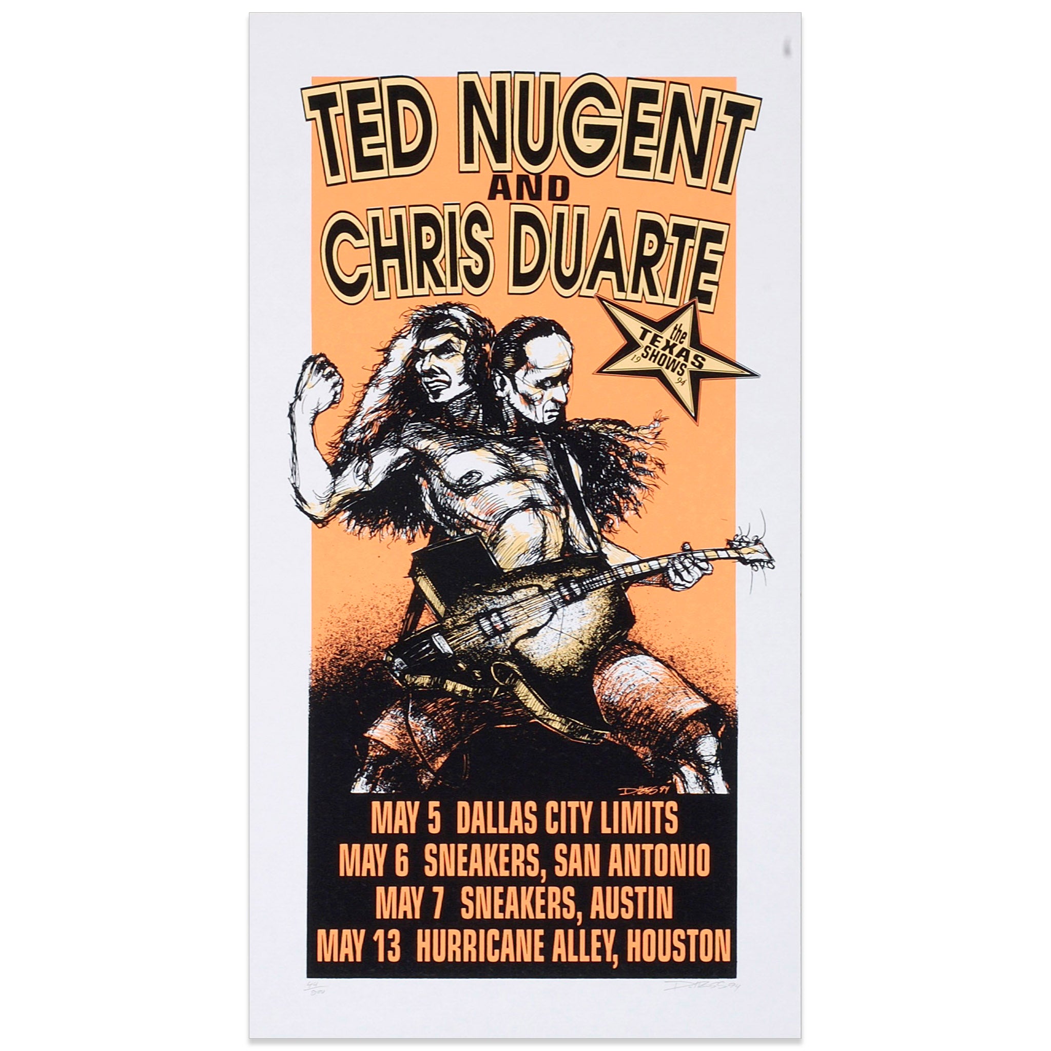 アート・デザイン・音楽 THE TEDS Ted Nugent w/ Chris Duarte Poster by Derek Hess