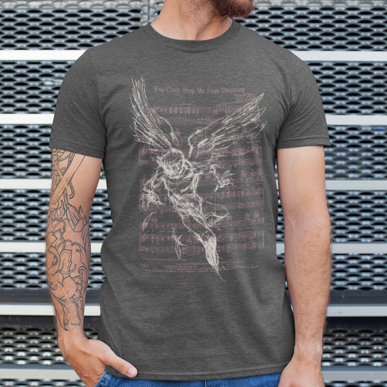 Falling Feather Heather Black T-Shirt – Derek Hess